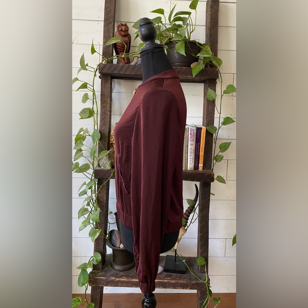 H&M: Women's Burgundy Bomber Jacket - Picture 8 of 17
